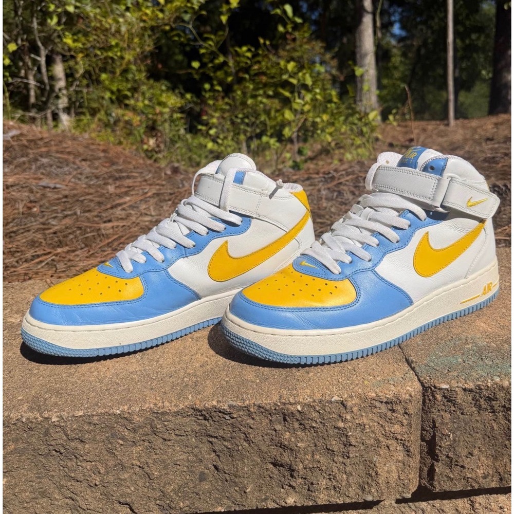 Nike Air Force 1 Mid University Blue Yellow White 306352-172 Mens 11